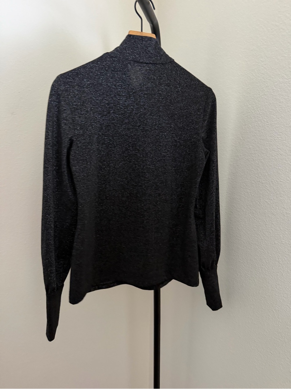 Trina Turk Mischel Black Metallic Sparkle Mock Neck Top - Picture 5 of 5